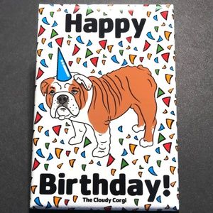English Bulldog Magnet Happy Birthday Dog Gifts & Party Decoration Handmade 2x3"